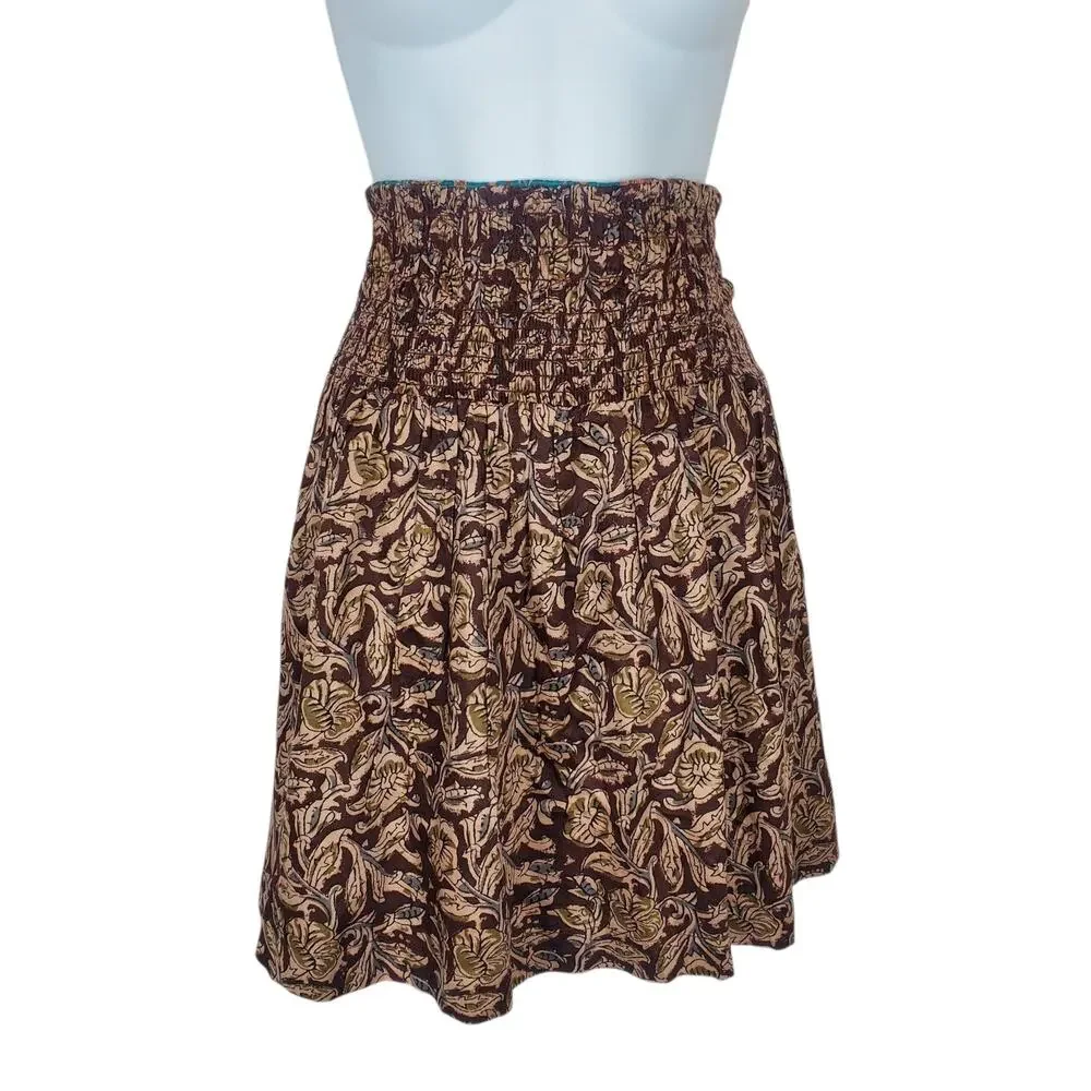 NEW Natural Life Convertible Reversible Skirt Crop Top XS Cotton Smocked Mini